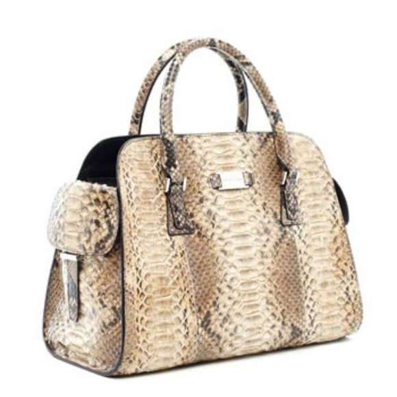 Michael Kors Gia Python Satchel Bag, Desert - Picture 2 of 8